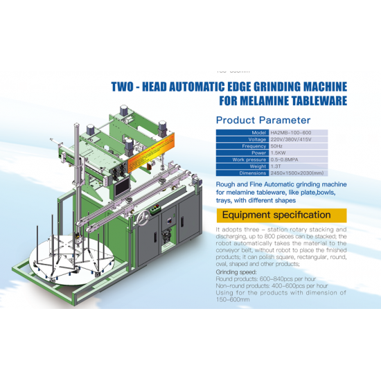 2head Melamine Crockery  Edge Auto Grinding Machine